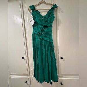 Zimmermann Tiggy Bow Green Midi Dress
